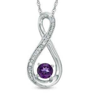 5.0mm Amethyst and Diamond Accent Pendant